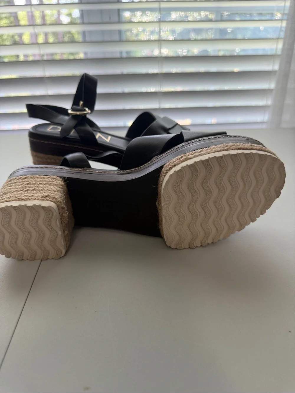 DOLAN Black Crisscross Espadrille Wedge Sandals